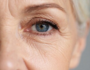 Obraz premium Close-up of aged woman's eye and wrinkles