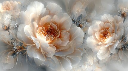 Delicate, ethereal flowers in soft pastel hues