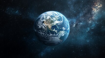 Earth View From Space with Galaxy Background Planet Image