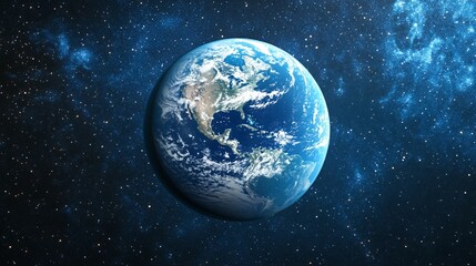 Obraz premium Earth View From Space Showing Continents and Stars Background