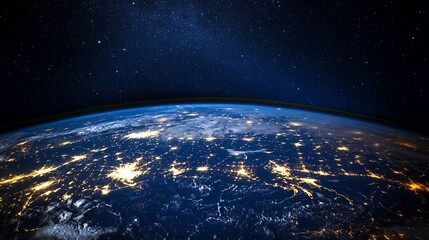 Obraz premium Earth at Night From Space City Lights and Stars View