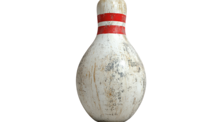a slightly weathered white pin with faded red bands on white background