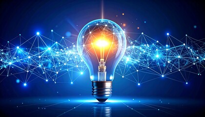 Illuminated lightbulb, digital network