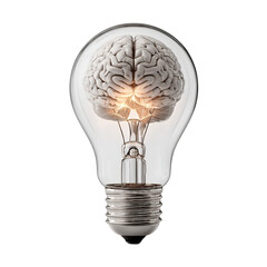  A light bulb with a brain inside of it [Transparent Background PNG].