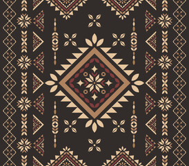 Southwest Native seamless pattern ethnic tribal Aztec Floral Flower geometric Navajo Native American fabric colorful design vector for textile print