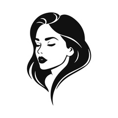 Elegant woman silhouette, beauty salon logo, lady face outline, stylish girl head design	