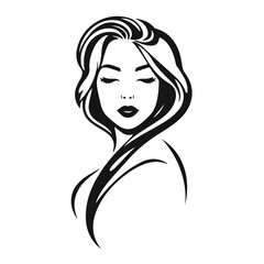 Elegant woman silhouette, beauty salon logo, lady face outline, stylish girl head design	