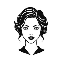 Elegant woman silhouette, beauty salon logo, lady face outline, stylish girl head design	
