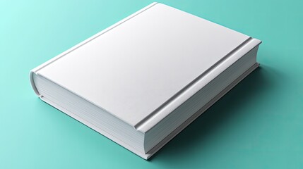 Blank White Hardcover Book Mockup on Turquoise Background