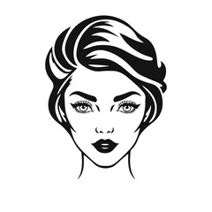 Elegant woman silhouette, beauty salon logo, lady face outline, stylish girl head design	