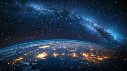 Earth View From Space Shows City Lights and the Milky Way