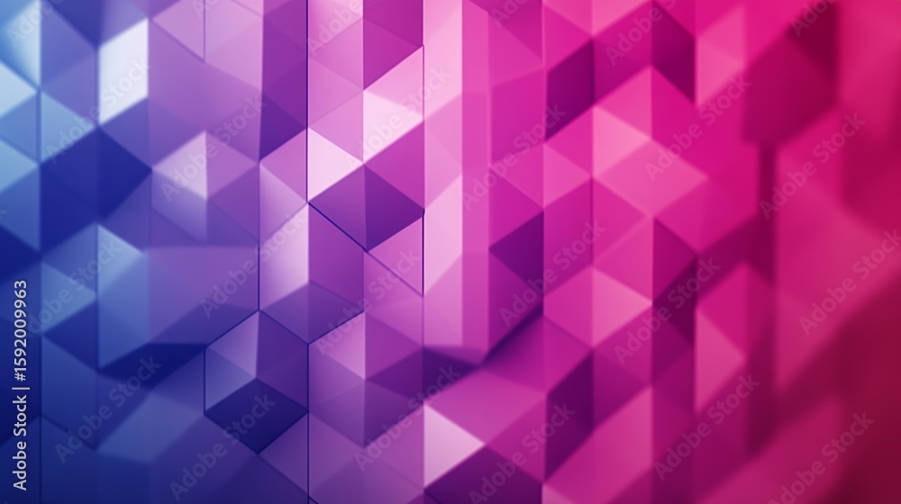 Poster abstract geometric background with triangle and cube shapes in gradient color