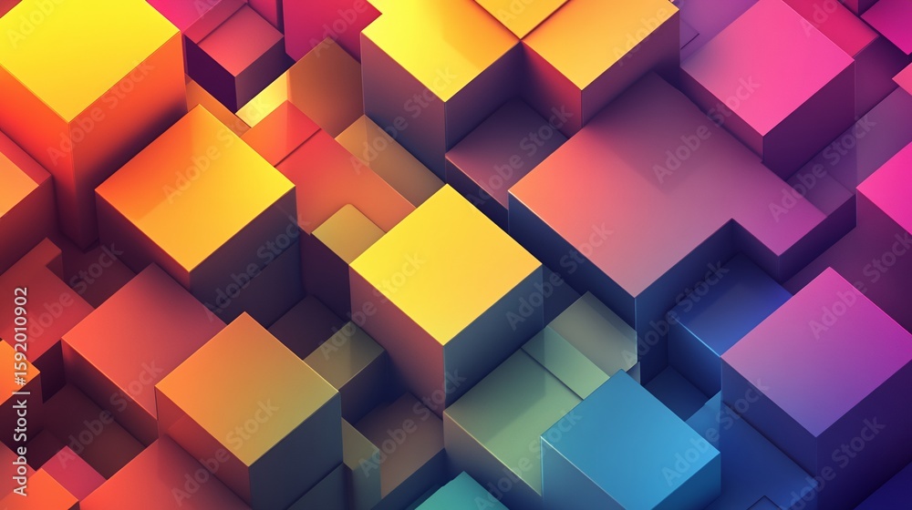 Fototapete colorful geometric cubes pattern background with vibrant tones and dynamic composition