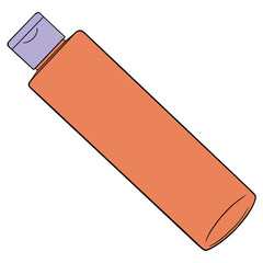 Cosmetic bottle packaging. Shampoo, soap, tonic. Drawing isolated on the white background. Hand drawn colorful digital illustration. Sticker for printing. High resolution. Vector EPS10 and IPG