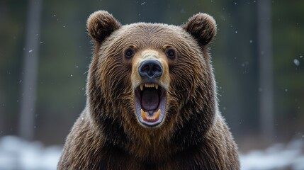 Obraz premium Grizzly Bear Growling, Showing Teeth