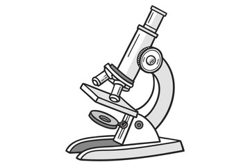 Monochromatic Microscope Illustration Depicting Scientific Exploration and Laboratory Equipment for Research and Educational Purposes