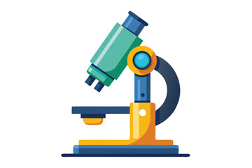 Colorful Cartoon Microscope for Science Education and Lab Research Illustration