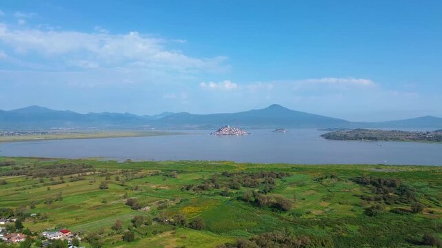 janitzio island from patzcuaro mountains