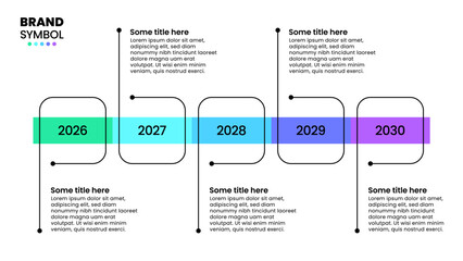 Infographic template. Timeline with years and 5 steps