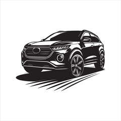 Sleek Black SUV in Motion Stylized Graphic Design.