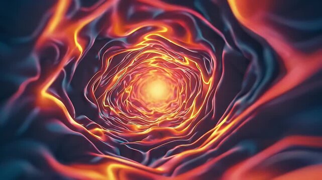 A vibrant orange tunnel of light representing the sacral chakra symbolizing creativity emotional energy and sensuality loops endlessly as part of a meditative high resolution abstract spiritual