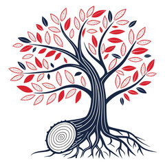 Obraz premium stylized tree roots and trunk