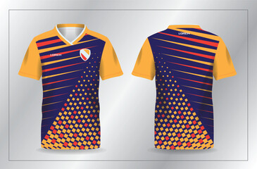 blue orange and yellow sport jersey for football and soccer shirt template