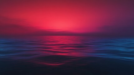 Obraz premium Ocean Water Ripples Reflecting Dramatic Red Sunset Sky and Cloudscape