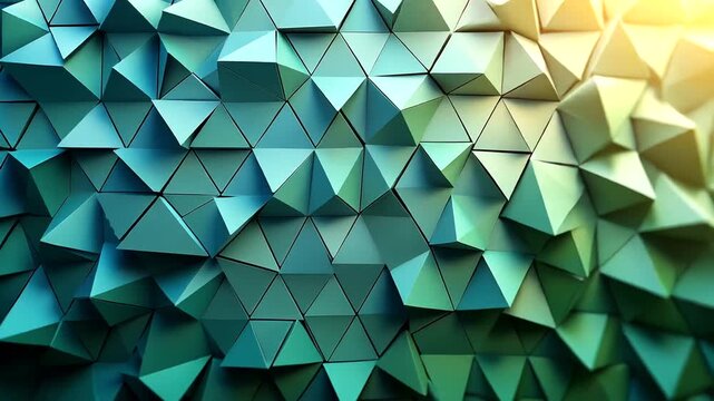 Abstract green and blue geometric triangle shapes with light background animation
