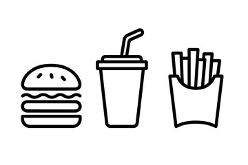 Out icon : burger soda cup french fries perfect icons style isolated transparent