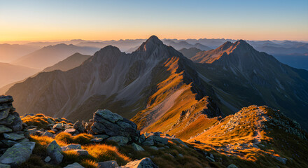 Sunrise Over Majestic Mountain Peaks – Panoramic Landscape