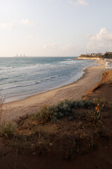 Golden Sunset Over Olga Beach, Hadera – Serene Spring Landscape on the Israeli Mediterranean Coast