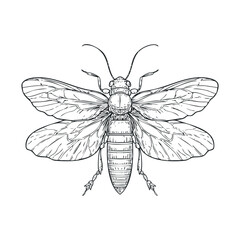 Detailed sketch of a bee showcasing intricate features and wings
