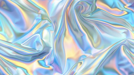 Obraz premium Iridescent abstract background with fluid holographic waves in pastel tones. Background image of switling pastel color reflect with liquid pattern and metallic reflection effect. Motion shot. AIG51.