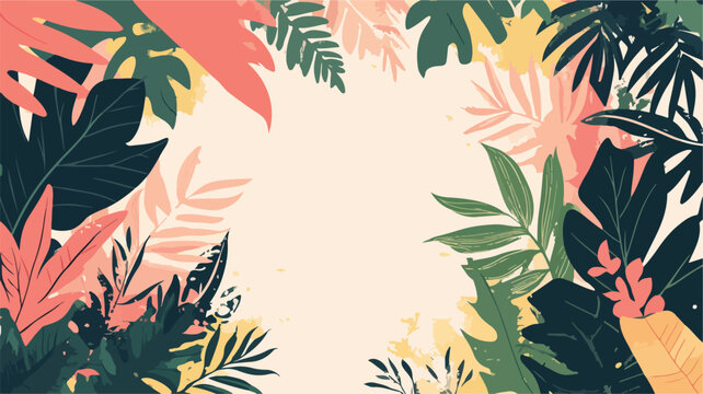 Tropical Hand-Drawn Flat Jungle Background for Design Projects