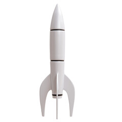 Rocket missile isolated on white, transparent. Army weapon