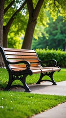 Park bench under trees