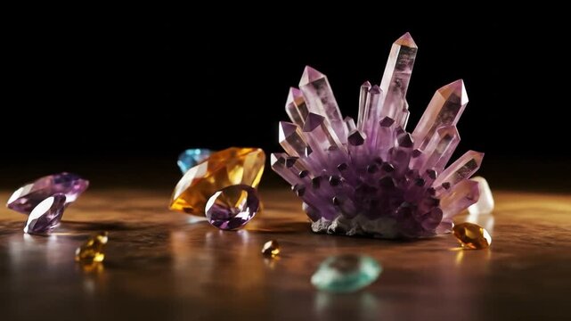 Gemstone collection closeup display