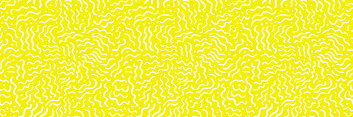 Seamless yellow noodle vector pattern. Abstract ramen, spaghetti, and macaroni background. Hand-drawn wavy lines, Asian-Italian food texture. Fun modern design for kitchen, menu, packaging, or web