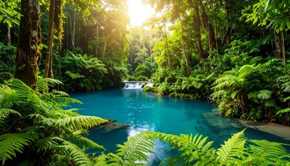 Lush Turquoise River Flowing Through
