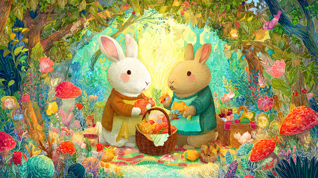 Whimsical Illustration for National Friendship Day Children's Book - Powered by Adobe