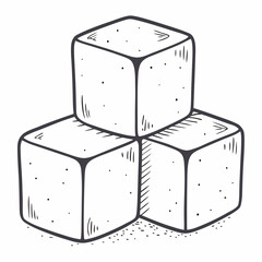 stack of sugar cubes on a white background