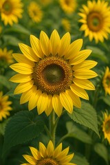 Fototapeta premium Sunflower Portrait with more Sun Flowers in the back