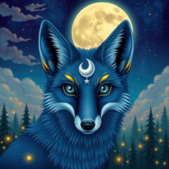 Fototapeta premium fox and moon