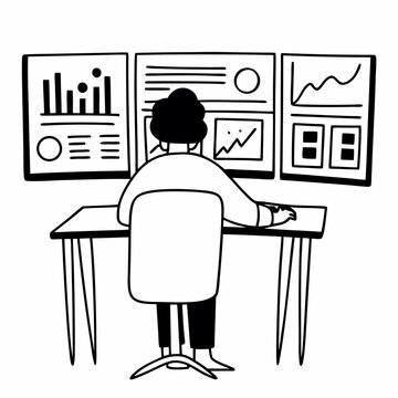 person working on computer monitors clip art preview