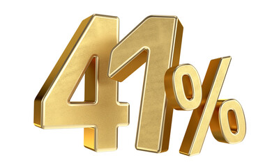 Golden 41 Percent Isolated on Transparent Background