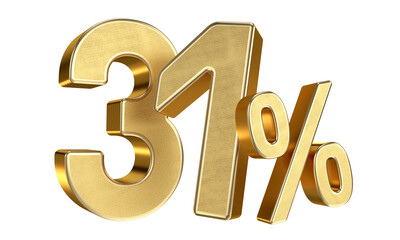 Golden 31 Percent Isolated on Transparent Background