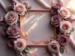 Rose Frame Mockup with Pink Silk.