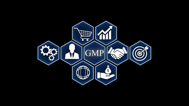 Internet, business, Technology and network concept. GMP Return on investment financial growth concept. Internet and network concept Seamless loop technology network background concept.