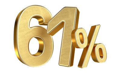 Golden 61 Percent Isolated on Transparent Background